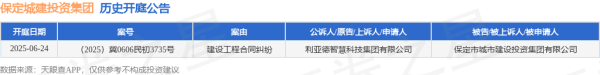 大福证券 保定城建投资集团作为被告/被上诉人的1起涉及建设工程合同纠纷的诉讼将于2025年6月24日开庭